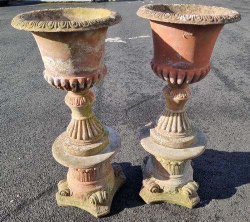 fig 1. Pair of Fine Quality Terracotta Urns and Pedestals