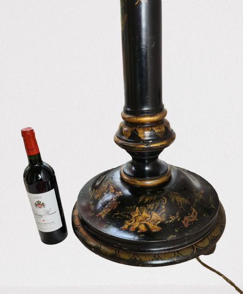 fig 1. A large Black Lacquered Standard Lamp with Chinoiserie Design
