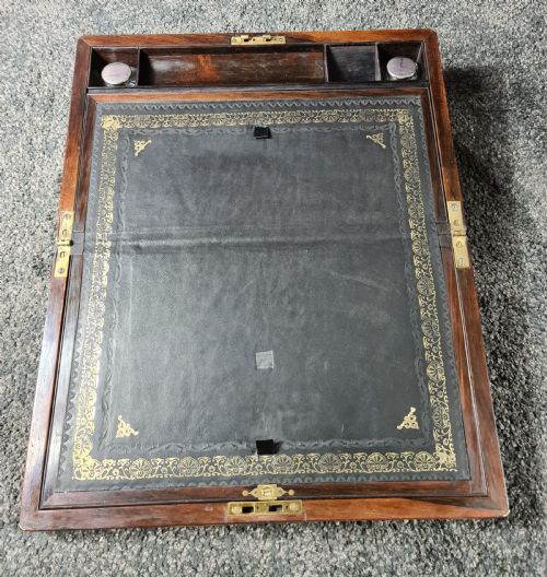 ROSEWOOD BRASS EDGED AND INLAID WRITING SLOPE C1830 - ADDITIONAL PHOTO 6