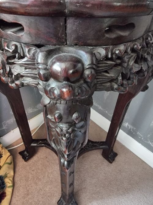 LARGE SIZE CARVED PADOUK CHINESE HARDWOOD STAND C 1890 - ADDITIONAL PHOTO 3