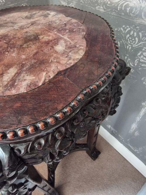 LARGE SIZE CARVED PADOUK CHINESE HARDWOOD STAND C 1890 - ADDITIONAL PHOTO 6