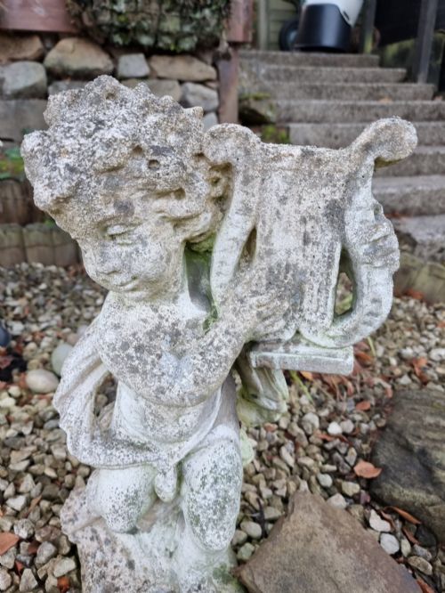 ATTRACTIVE PAIR GARDEN CHERUB STATUES - ADDITIONAL PHOTO 5