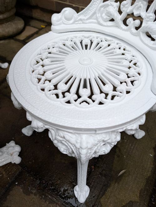 SUPERB SET OF FOUR CASTIRON GARDEN CHAIRS TOGETHER WITH RARE CHRISTOPHER DRESSER DESIGN TABLE - ADDITIONAL PHOTO 8