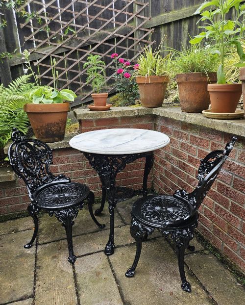 ATTRACTIVE MARBLE TOPPED CASTIRON BISTRO SET - ADDITIONAL PHOTO 1