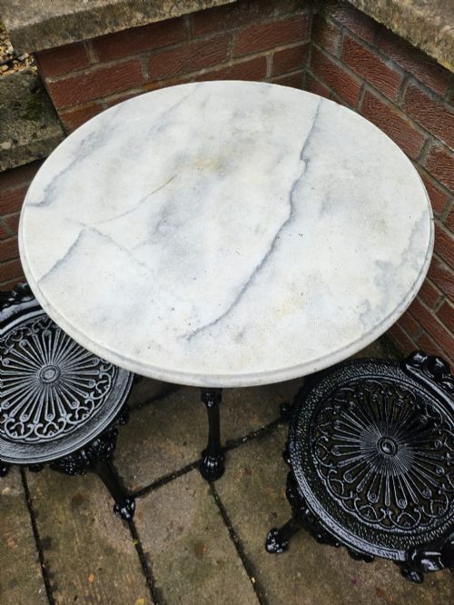 ATTRACTIVE MARBLE TOPPED CASTIRON BISTRO SET - ADDITIONAL PHOTO 6