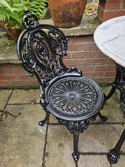 ATTRACTIVE MARBLE TOPPED CASTIRON BISTRO SET - ADDITIONAL PHOTO 8