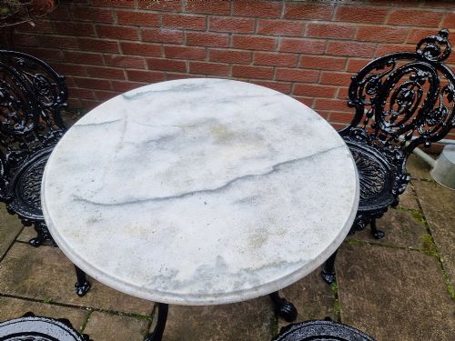 HEAVY CASTIRON SET OF GARDEN TABLE AND FOUR CHAIRS - ADDITIONAL PHOTO 5