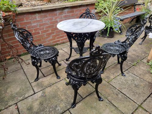 HEAVY CASTIRON SET OF GARDEN TABLE AND FOUR CHAIRS - ADDITIONAL PHOTO 7