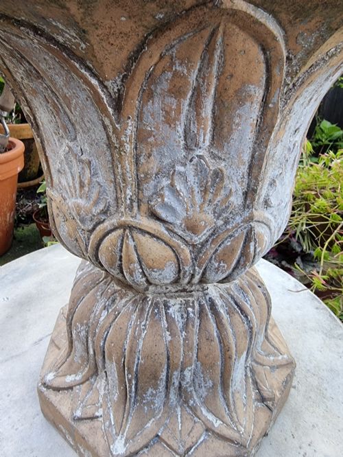19TH CENTURY WELL PATINATED SCOTTISH TERRACOTTA GARDEN URN - ADDITIONAL PHOTO 2