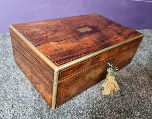 Rosewood Brass Edged and Inlaid Writing Slope C1830