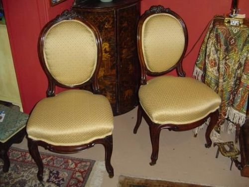 A Pair of Rosewood Up-holstered Side Chairs.c.1870