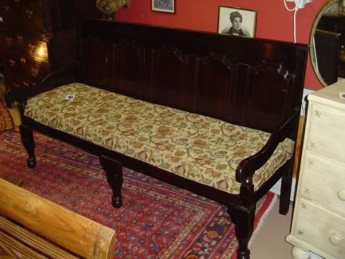 Oak 17th Century Settle with Carved Top Rail.