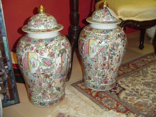 A Large Pair of Canton Famille Rose Vases C.1900