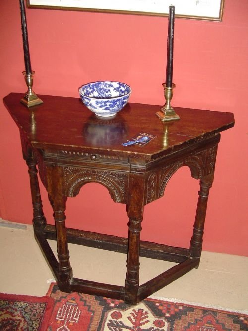 Oak Carved Credence Table. 18th. C and Later.