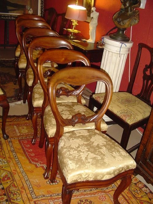 Set of Six Victorian Balloon Back Chairs. C.1860.