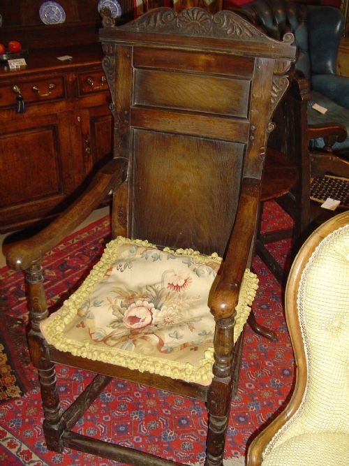Large Oak Wainscot Chair. 18thc. And Later.