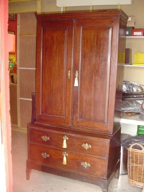 An Oak Country House Press Cupboard on Chest. C1750