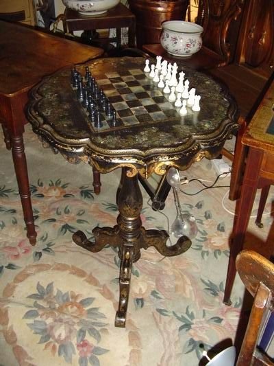 Victorian "Papier Mache" Tilt Top Games Table