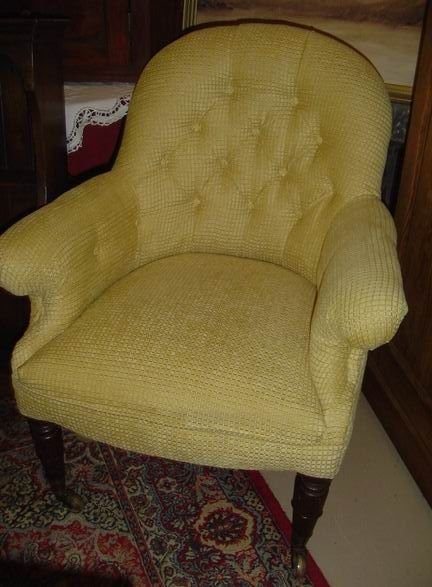 Victorian Upholstered Button Back Chair. C1870