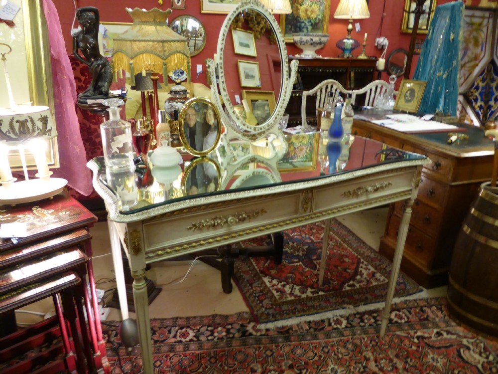 French Painted Dressing Table or Console Table.