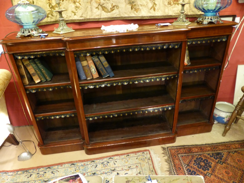 Finest quality mahogany breakfront Bookcase.  c.1860.