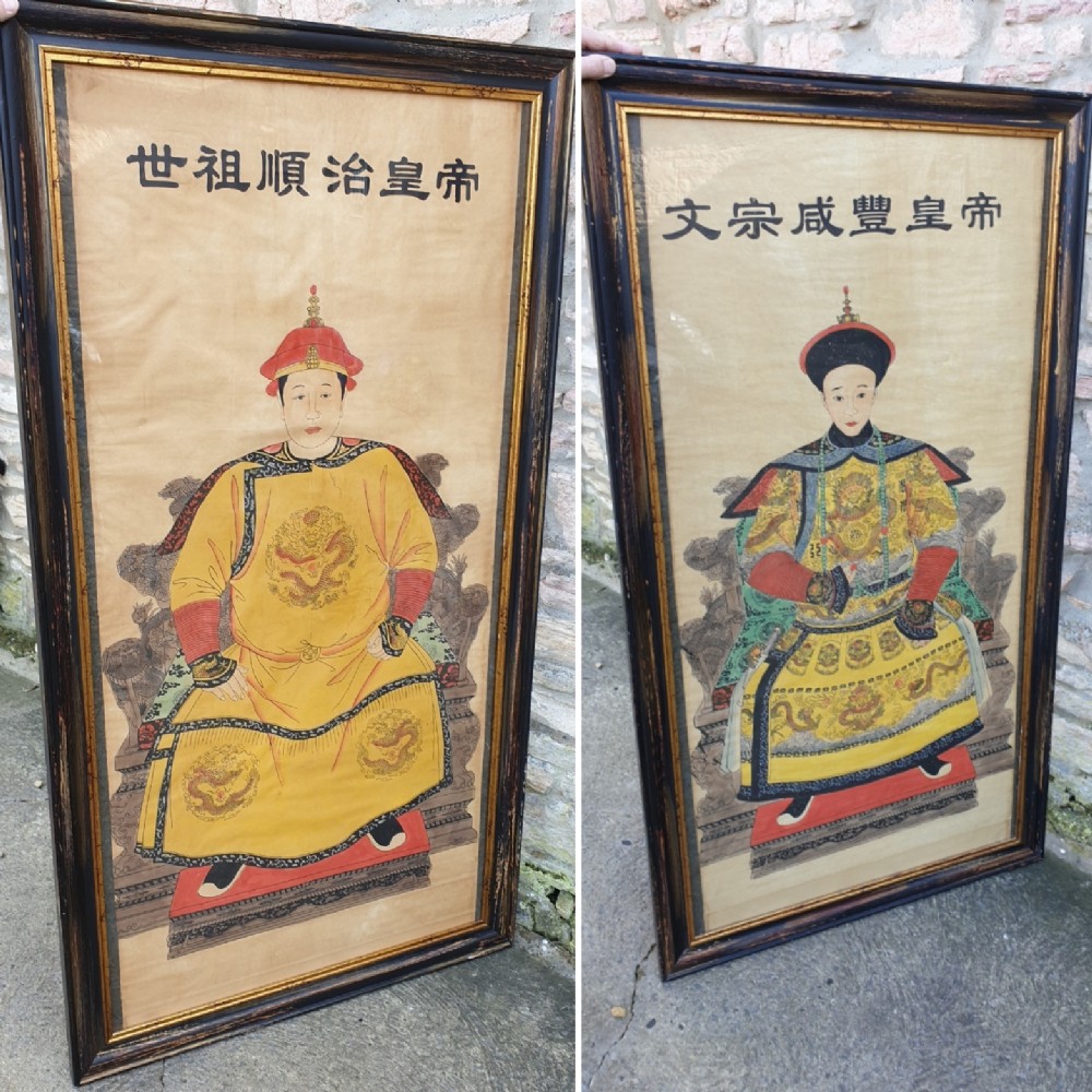 A Large pair of 19th Century Chinese Paintings on Pith paper