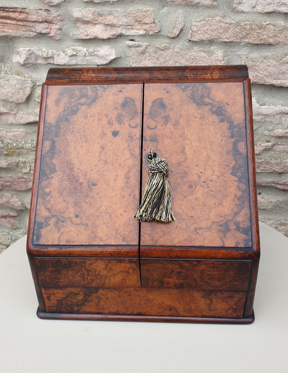 Early Victorian Burr Walnut Stationery Box