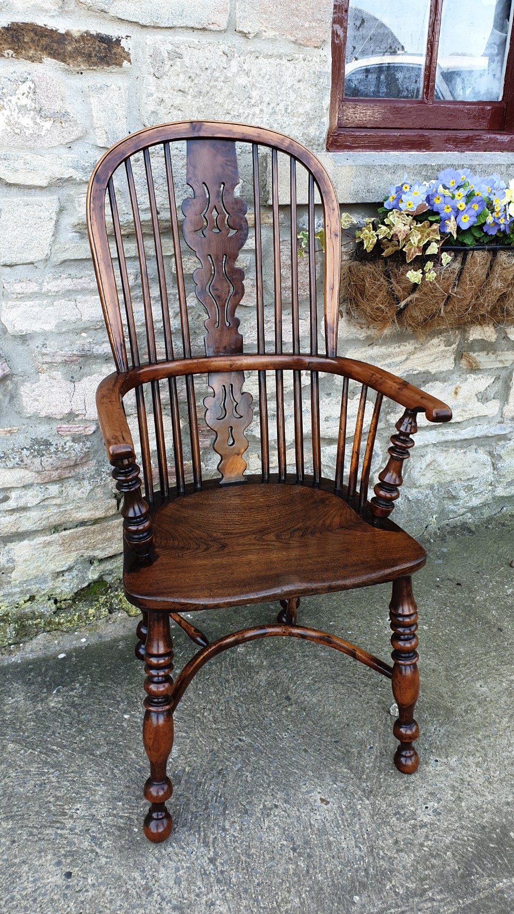 Quality Yew wood High Back Windsor Chair