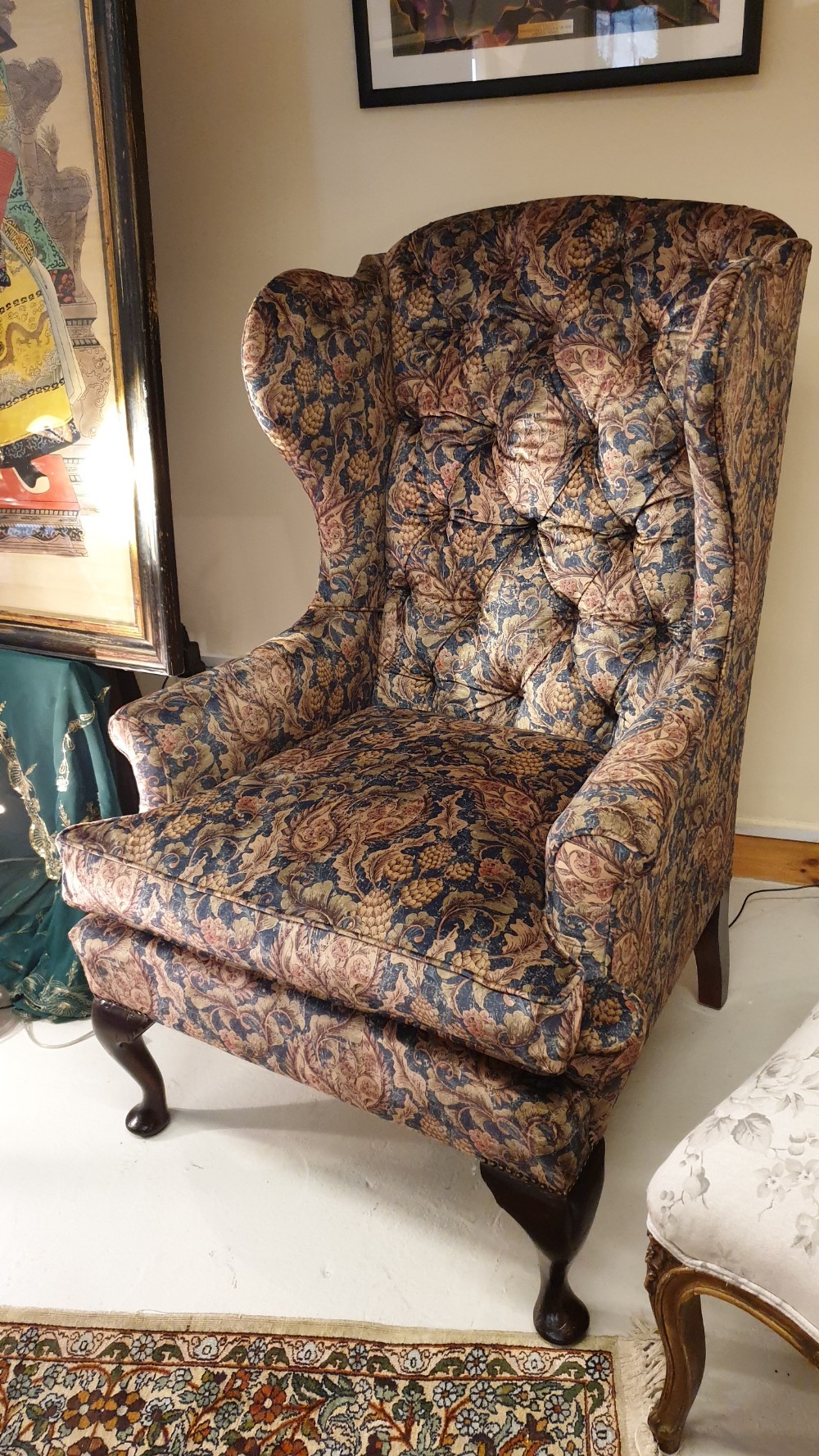 A Superior 19th Century Wing Armchair with New Upholstery