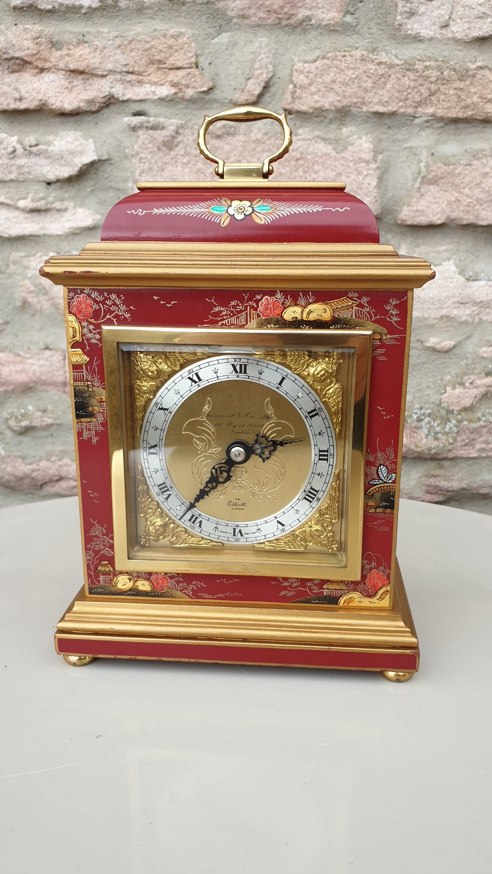Charming ‘Elliott of London’  Chinoiserie Design Mantle Clock