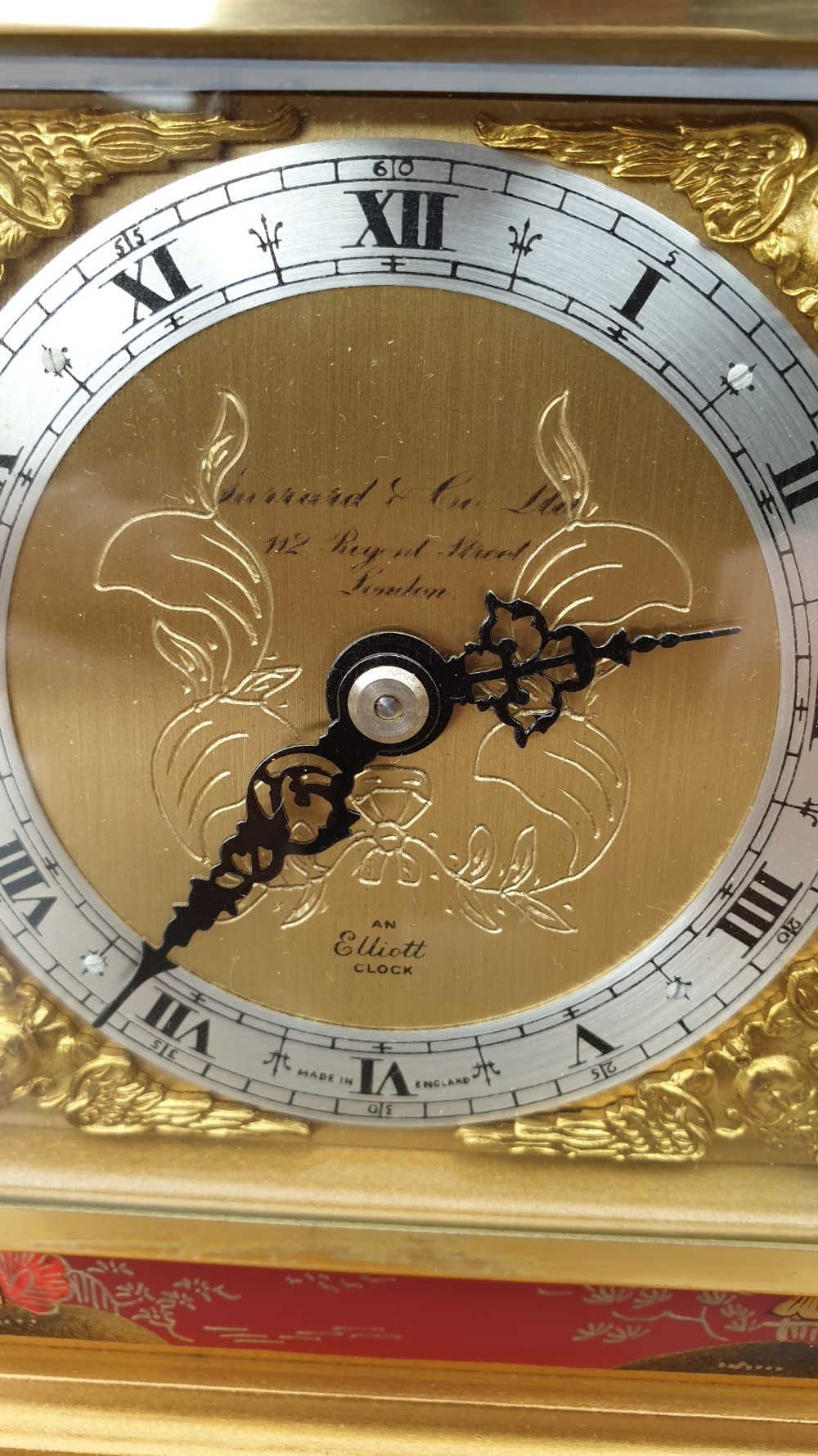 Charming ‘Elliott of London’  Chinoiserie Design Mantle Clock View II