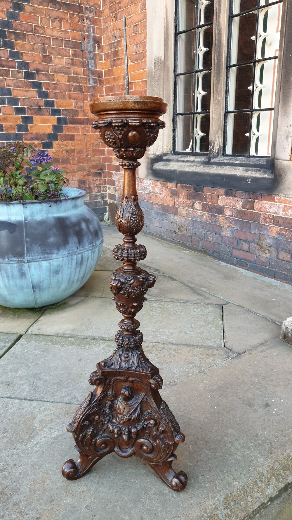 An 18th Century Carved Oak Pricket Stand