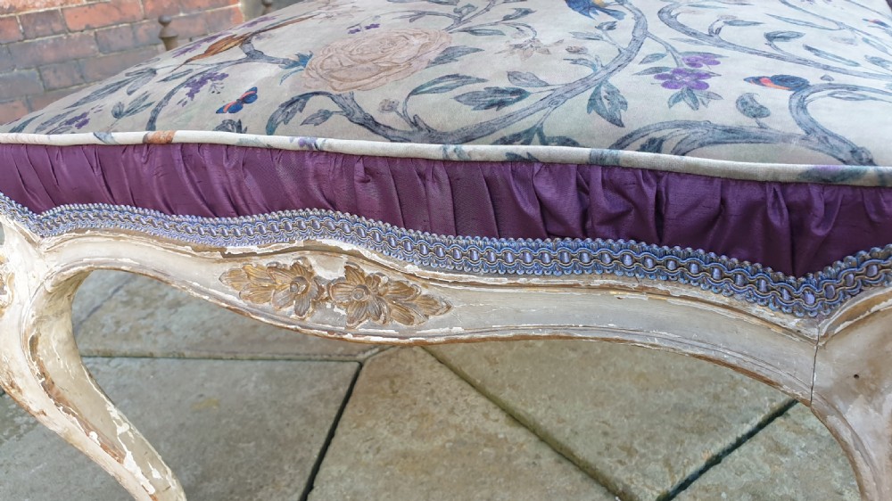 Stylish 19th Century French Upholstered Hand Painted Stool. View IV