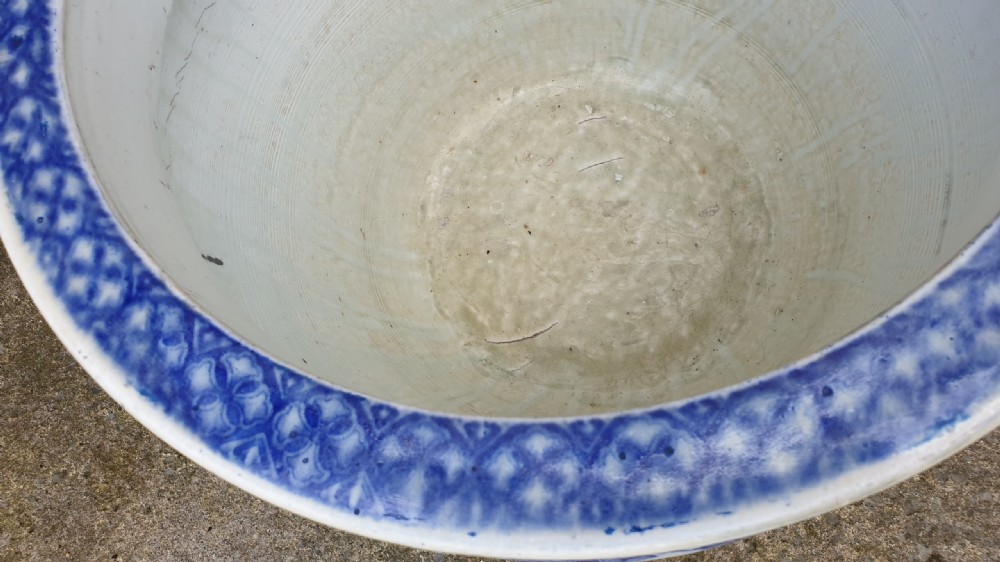 Huge Blue and White Chinese Jardiniere. 19th c View VI