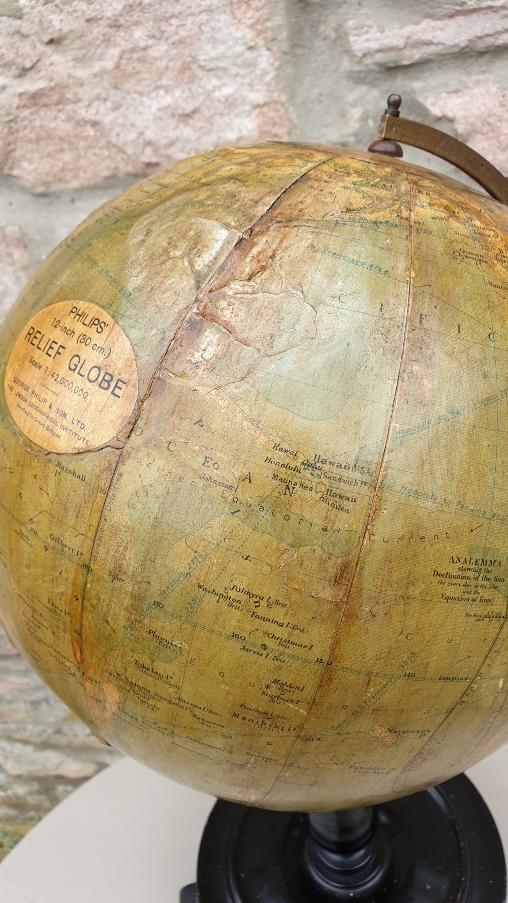1920's Phillips 12 inch Relief Globe View V