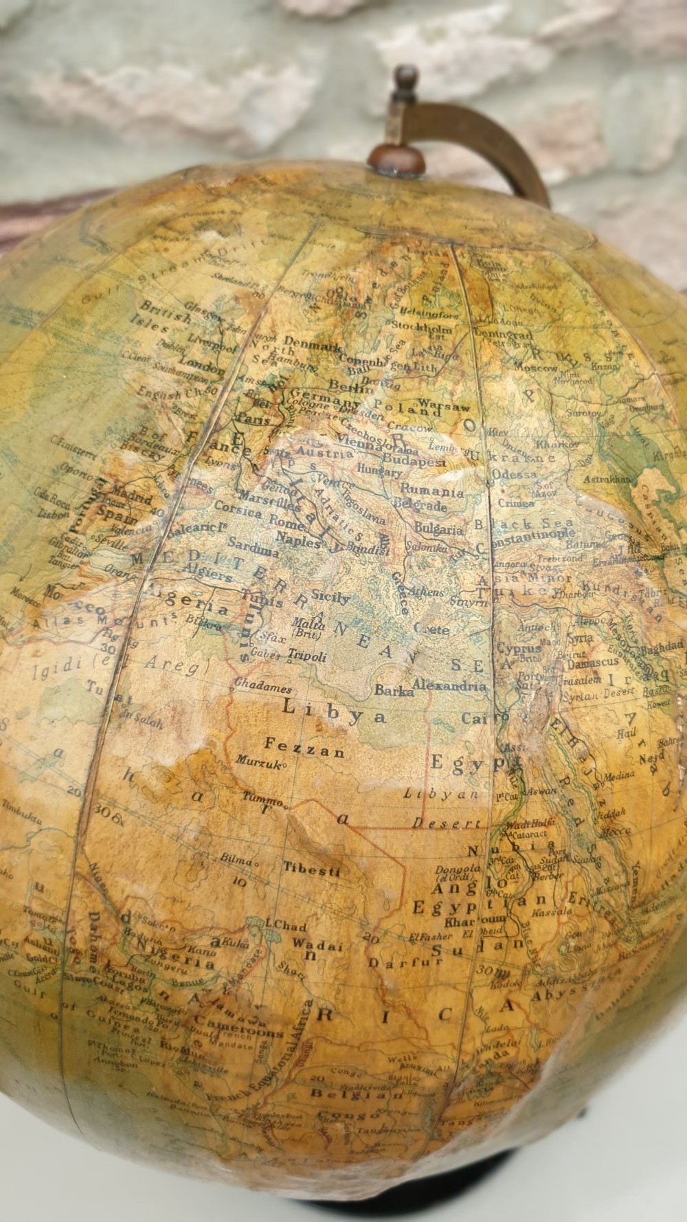 1920's Phillips 12 inch Relief Globe View VIII