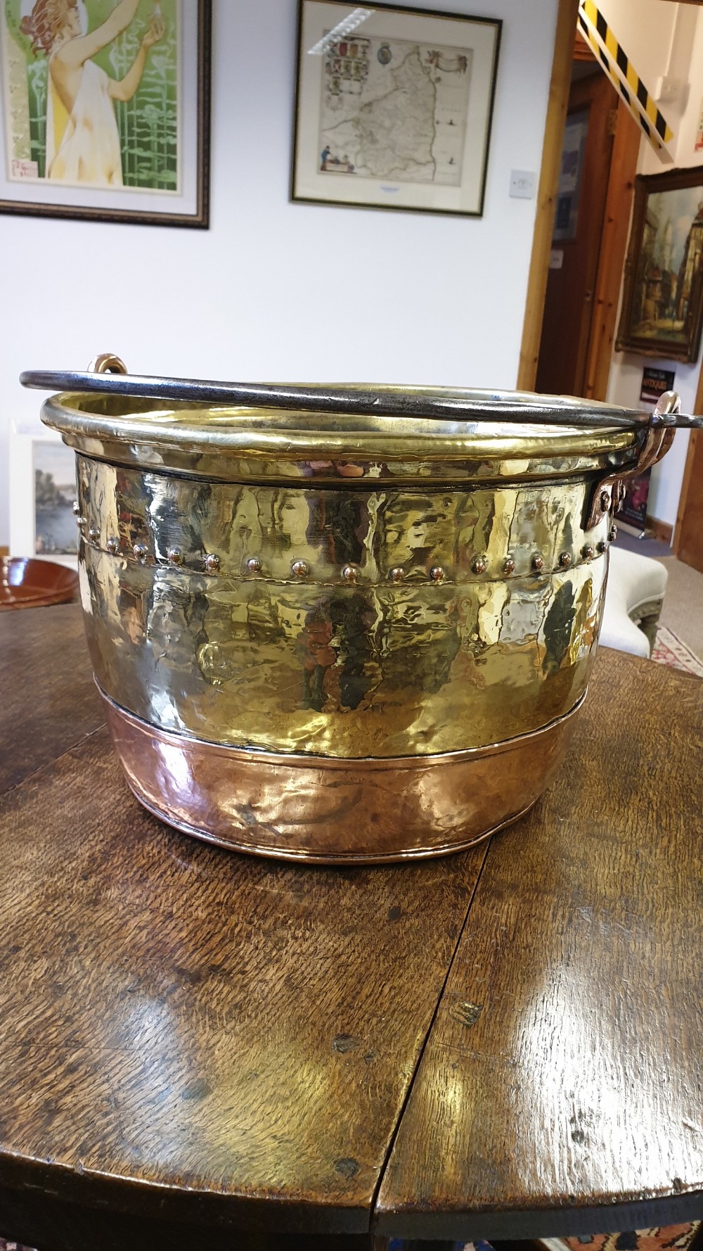 19th Century Brass and Copper Log Bin View VI