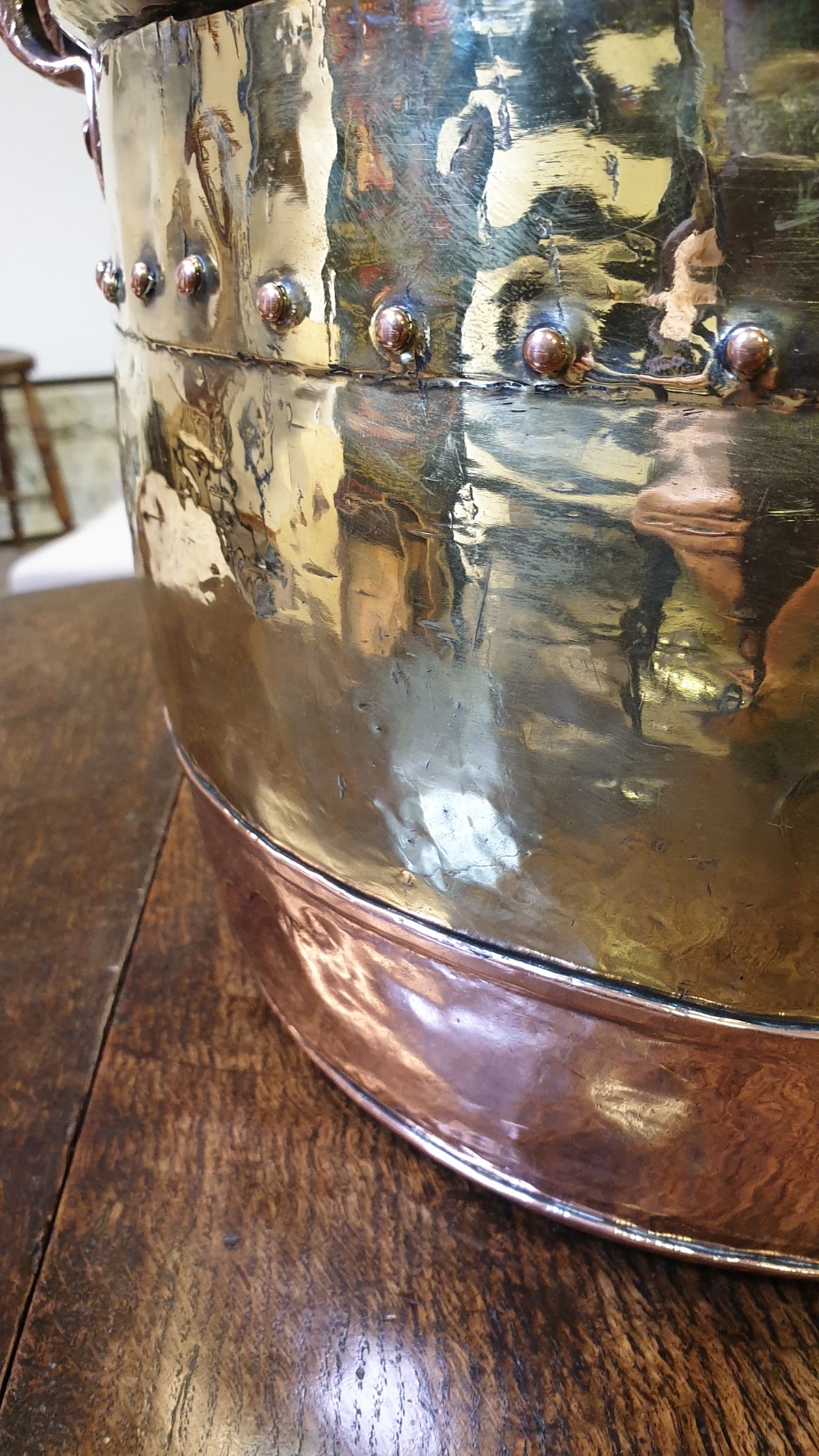 19th Century Brass and Copper Log Bin View III