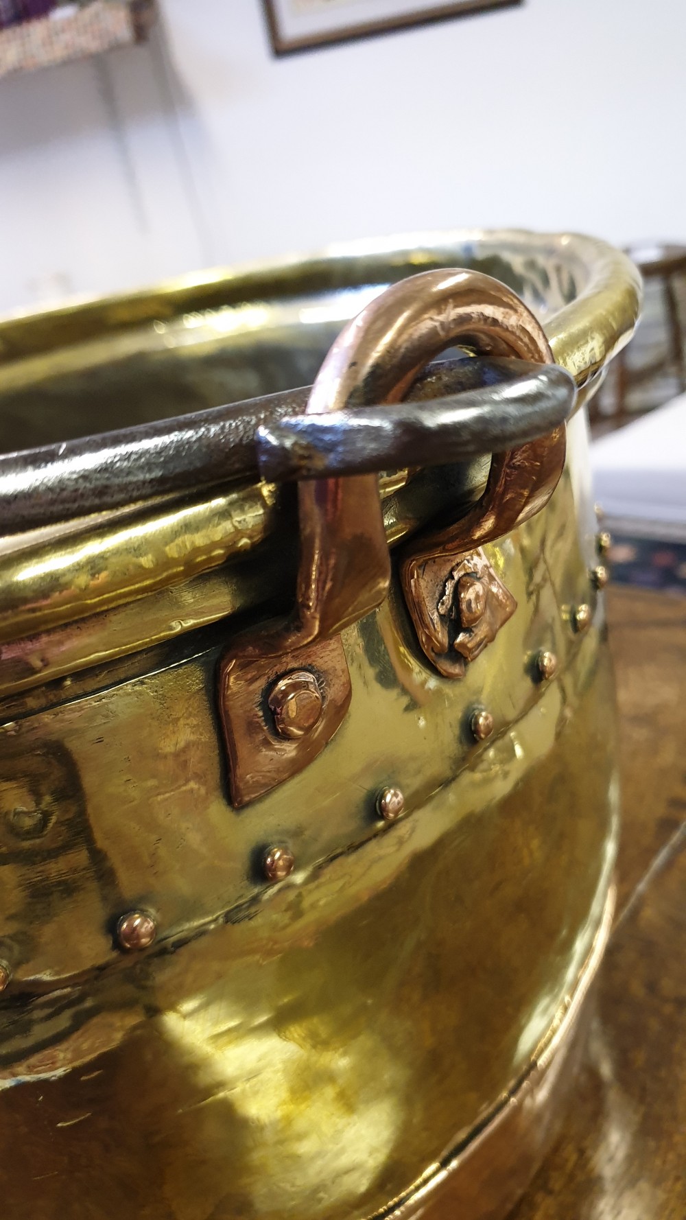 19th Century Brass and Copper Log Bin View IV