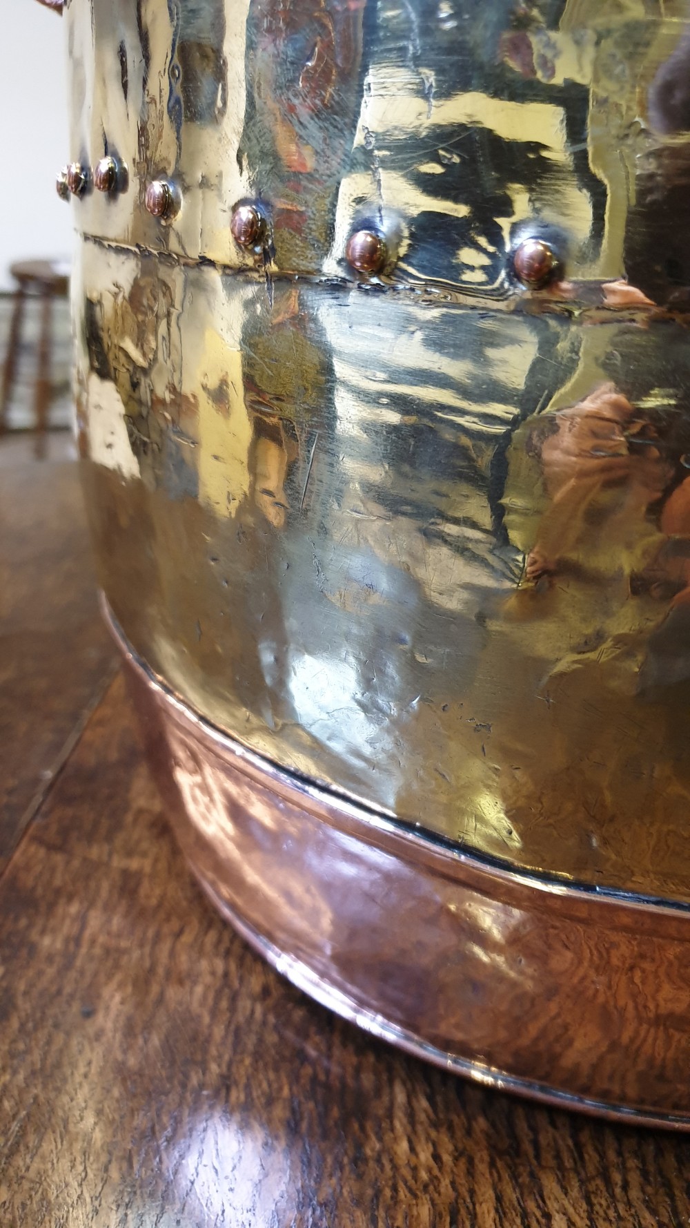 19th Century Brass and Copper Log Bin View V