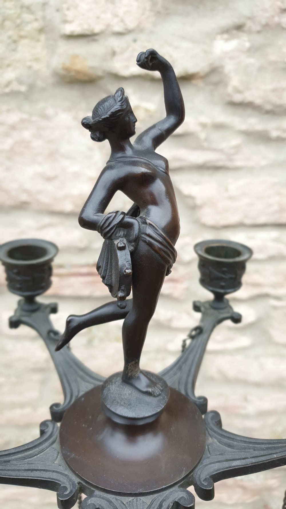 A Continental Patinated Bronze Five Light Candelabrum View III