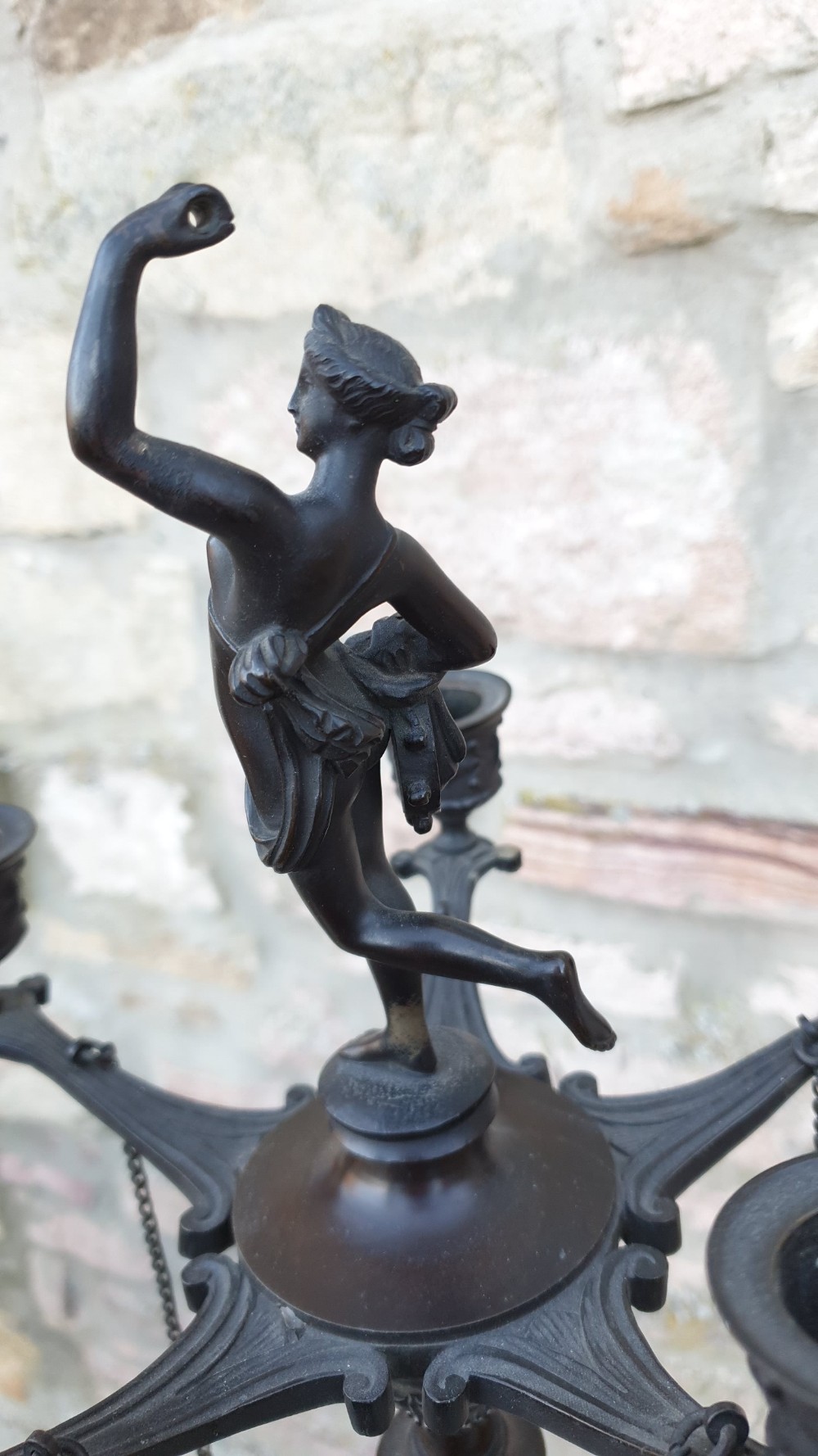 A Continental Patinated Bronze Five Light Candelabrum View V