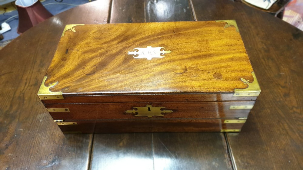 Mahogany Military Campaign Writing Slope c1840 View X