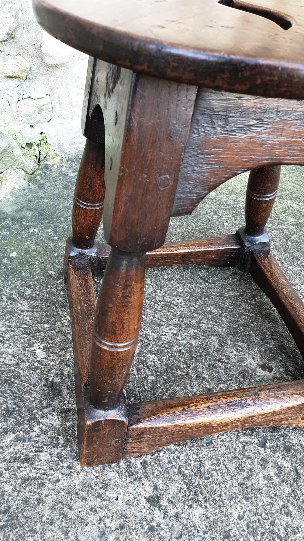 Small Country Oak Stool with Elm top View III