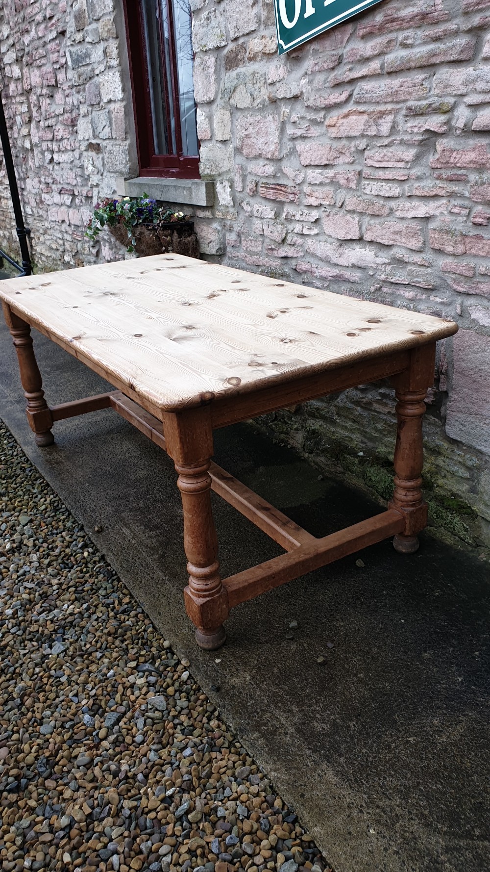 Large Pine Kitchen Table in Arts & Crafts Style View II