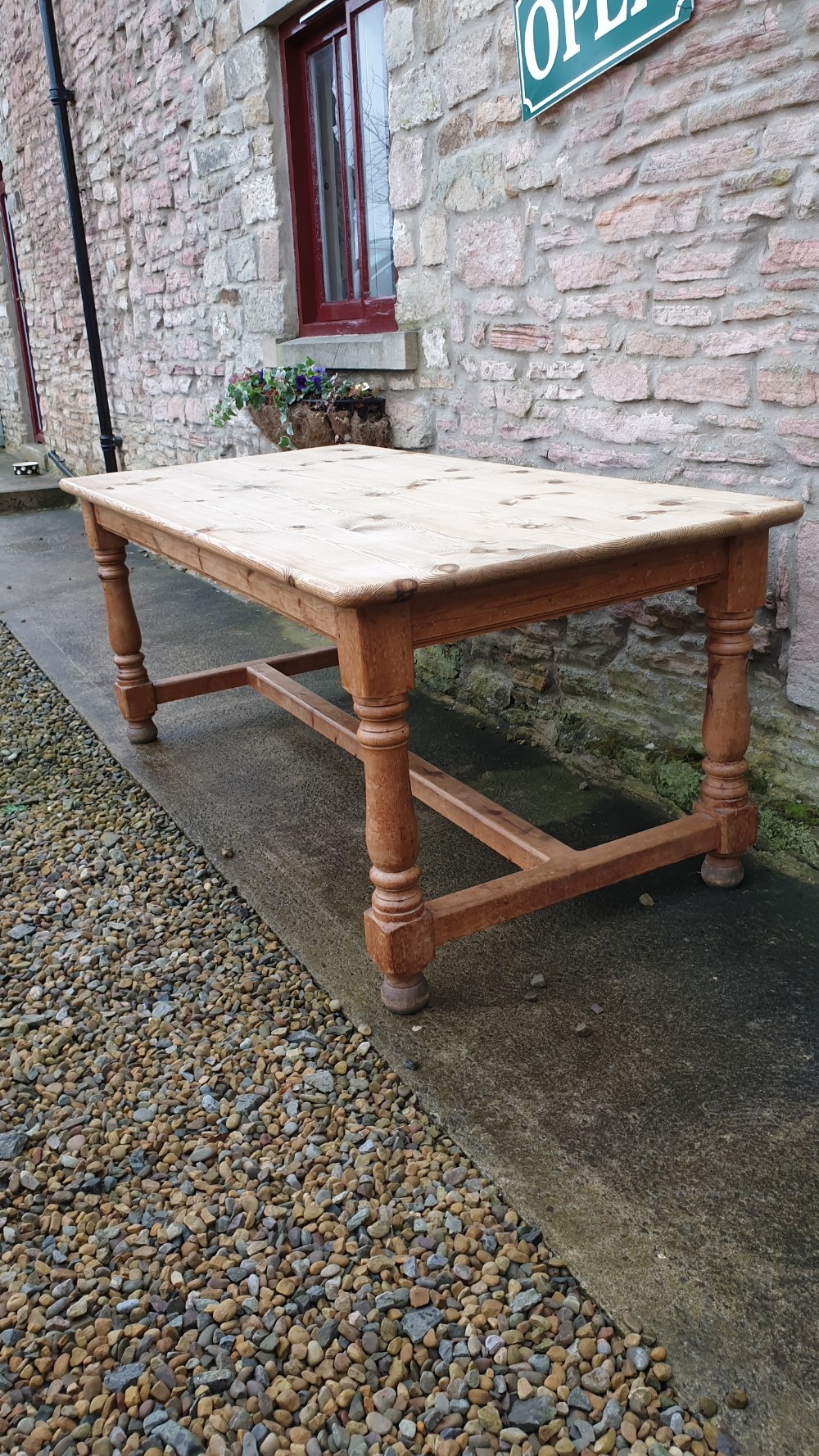 Large Pine Kitchen Table in Arts & Crafts Style View III