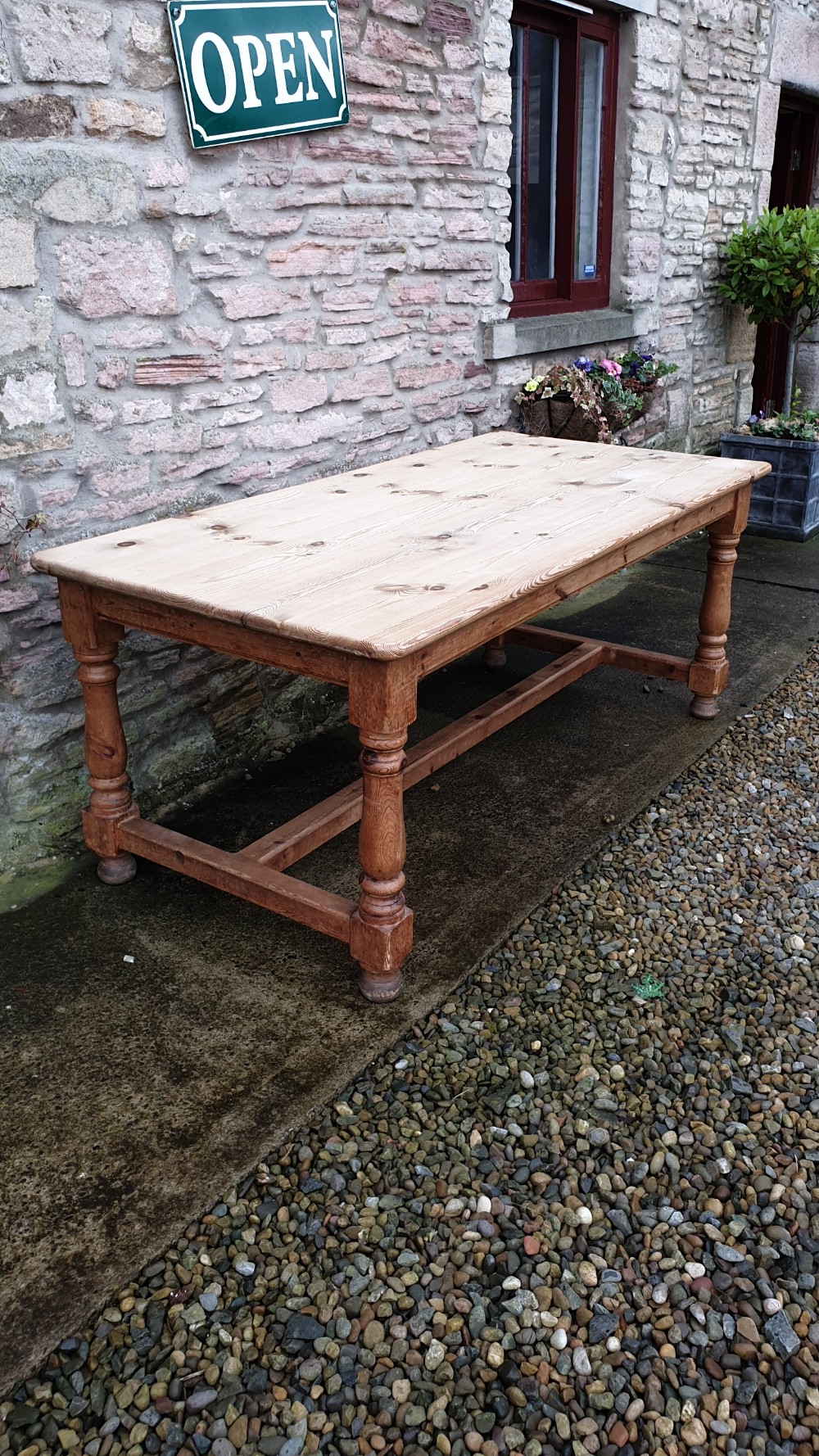 Large Pine Kitchen Table in Arts & Crafts Style View IV