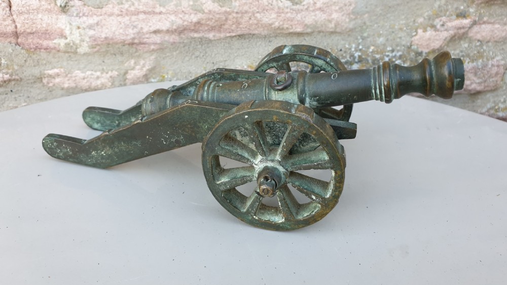 Vintage Solid Brass Desk Cannon View II