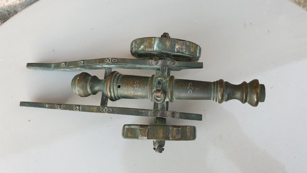 Vintage Solid Brass Desk Cannon View III