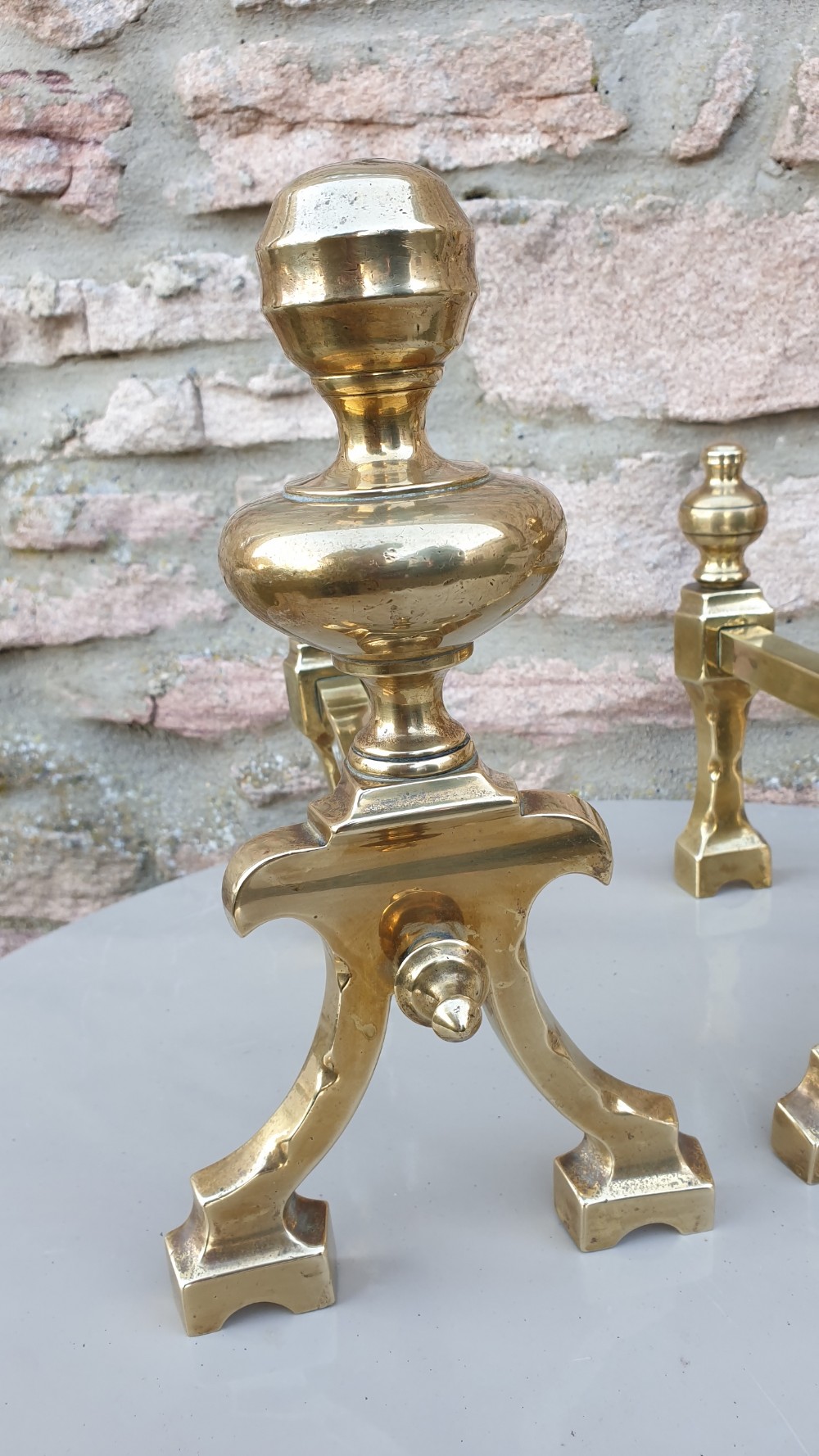 19th Century Brass Fire Dogs View III